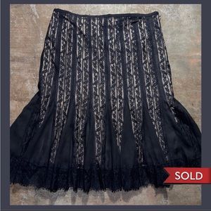 Black lace overlay below the knee midi skirt, size 12, by Ann Taylor LOFT.